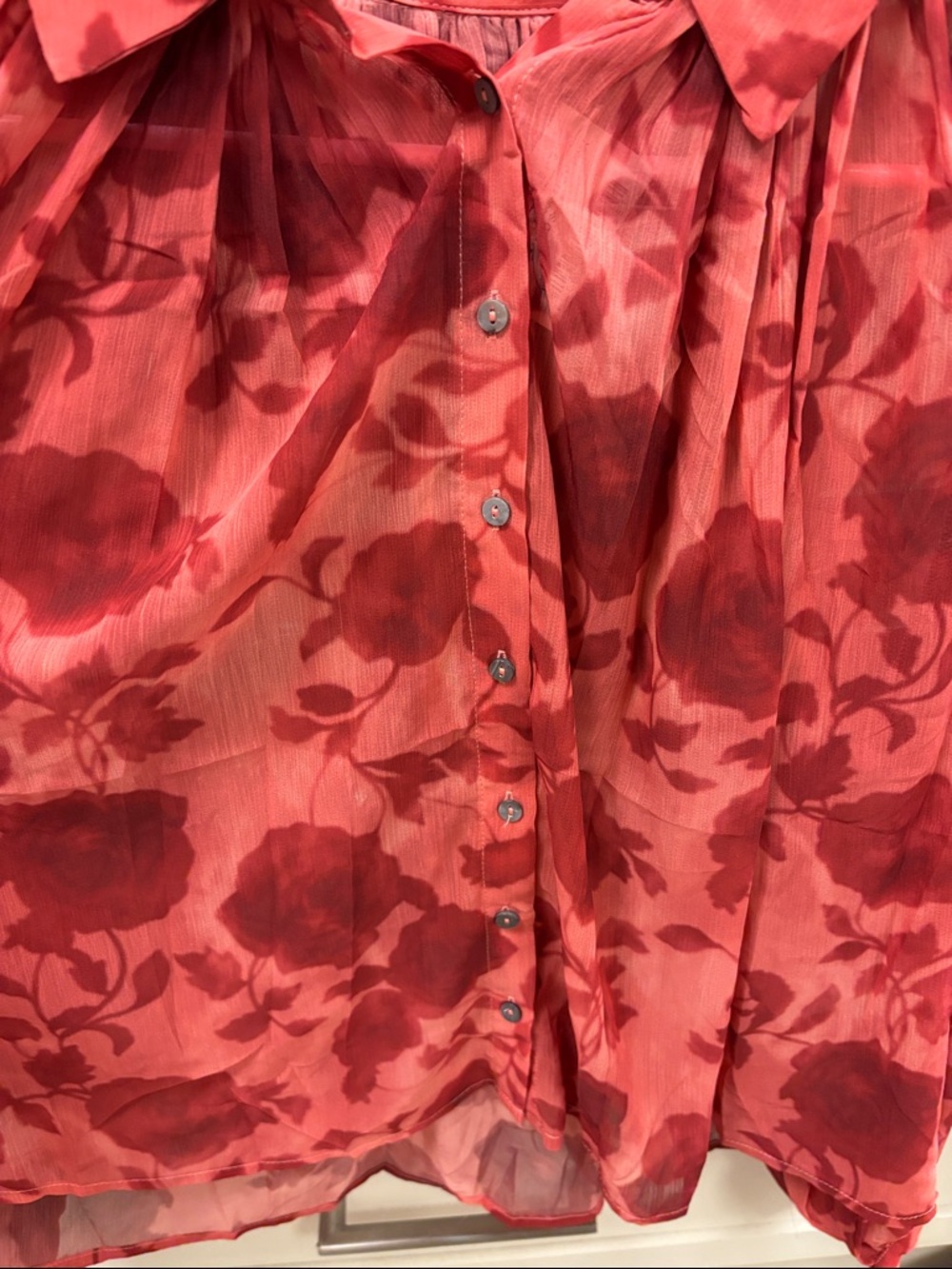 Button-Front Blouse in Red - Picture 3 of 5